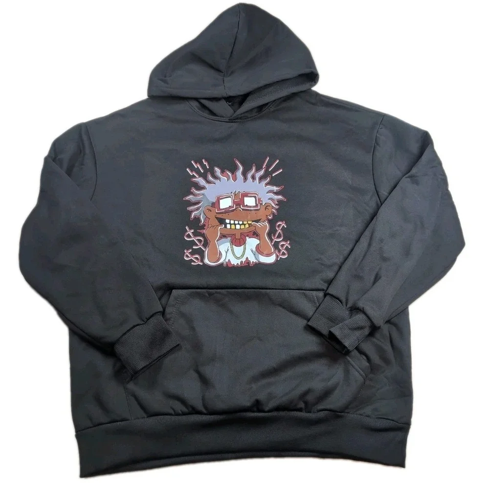Chuckie Finster Rugrats W/ Gold Grillz Dollar Signs Hoodie Mens Large Polyester